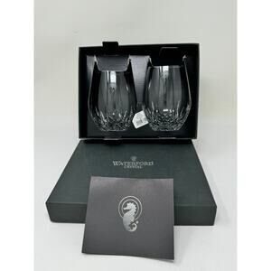 Waterford Lismore Deep Red Stemless Wine Glasses with Box
